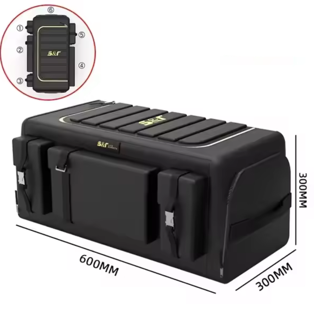 Organisateur de coffre avec couvercle – Boîte pliable en tissu Oxford 70 L avec multi-poches